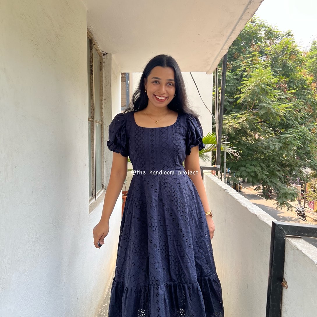 Hakoba Plain Puff Midi - Blue - HPM03