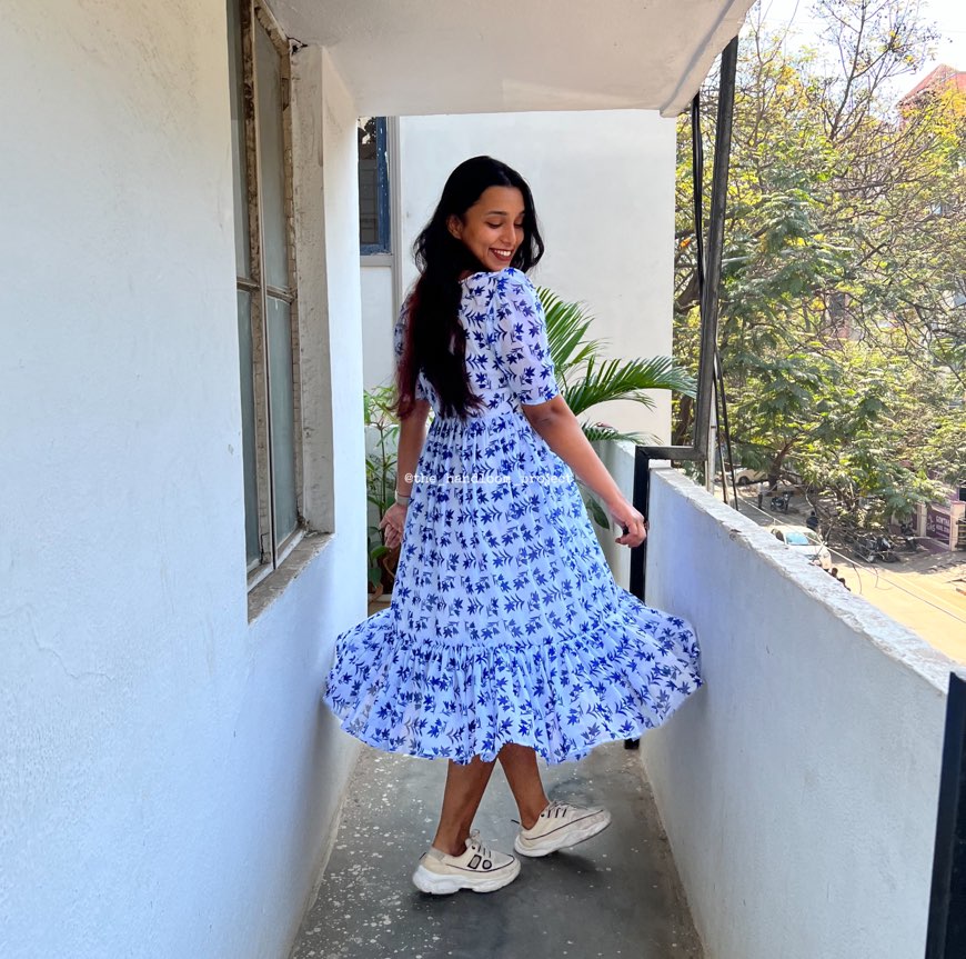 Light blue 1 tier georgette dress