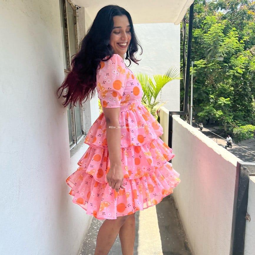 Orange tier georgette dress