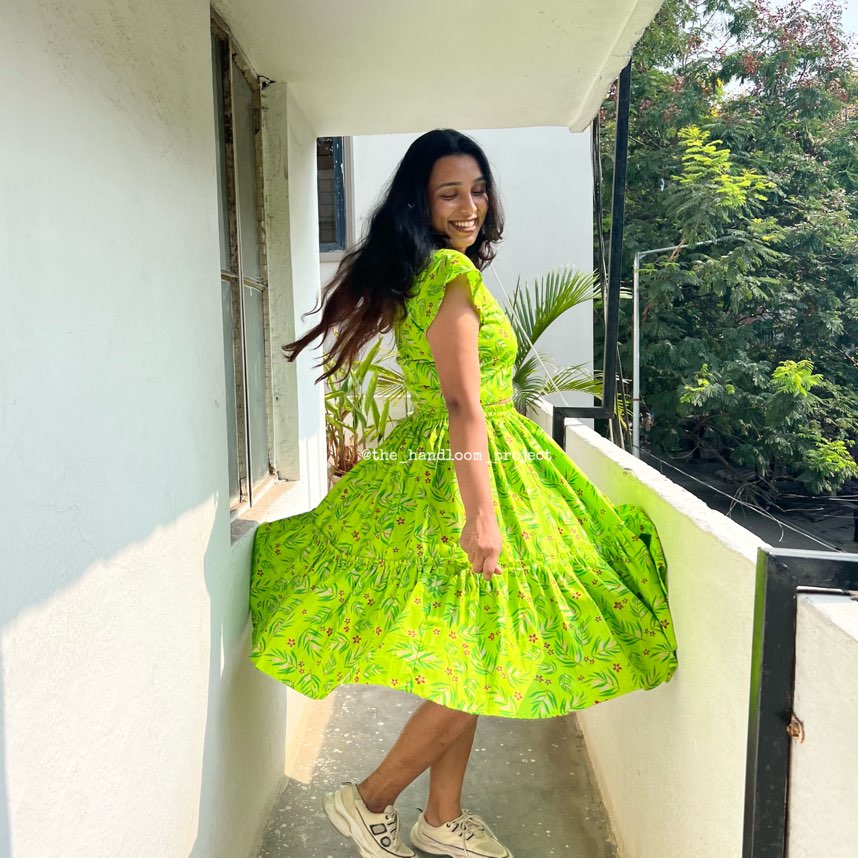 Green 2 tier cotton co-ord set