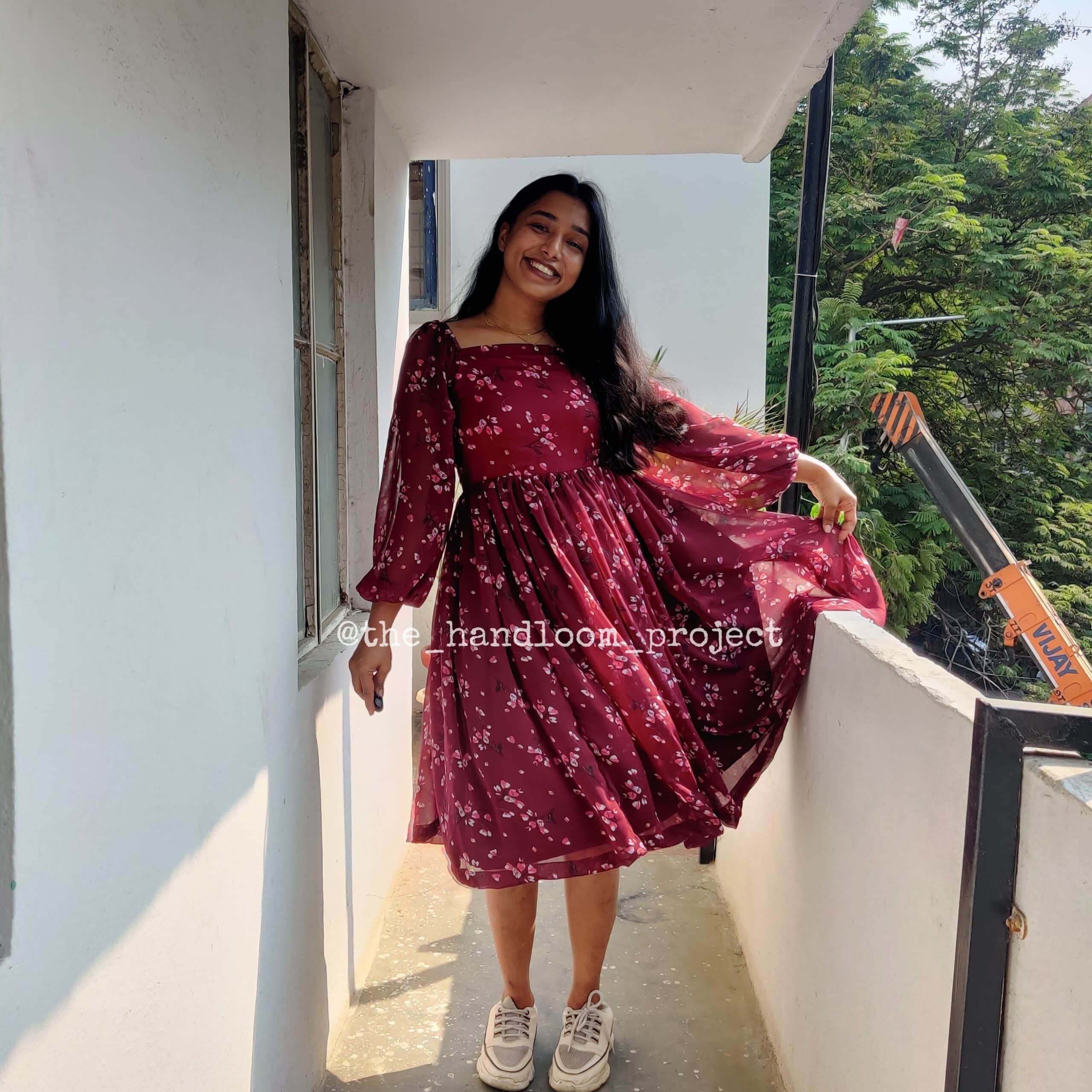 Maroon georgette dress