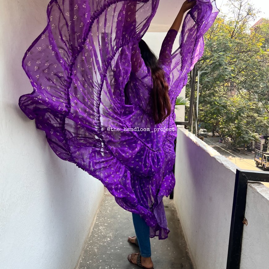 Purple 4 tier georgette coat