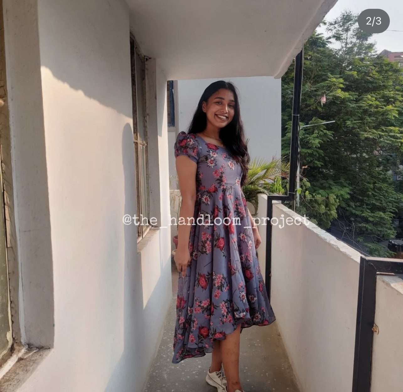 Grey high low georgette dress