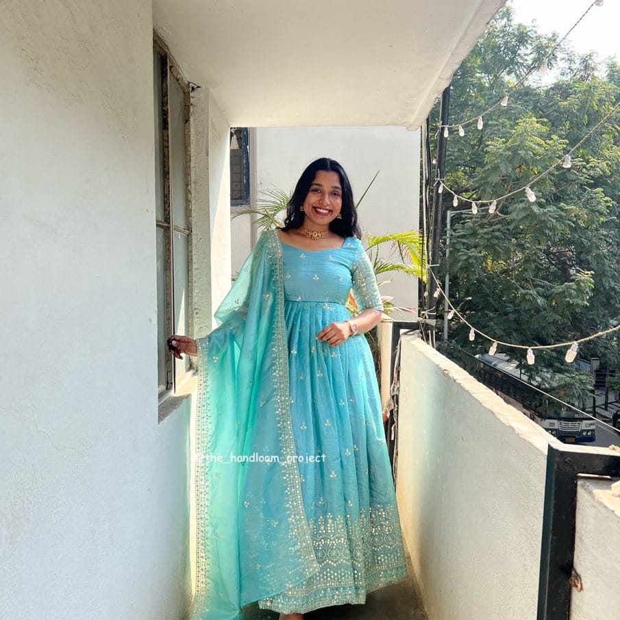 Light blue dress   gold