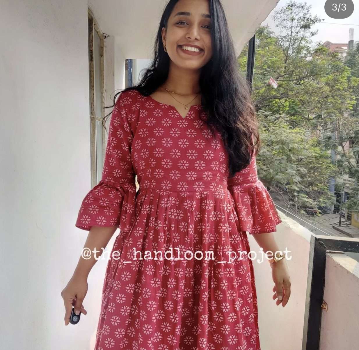 Maroon cotton dress