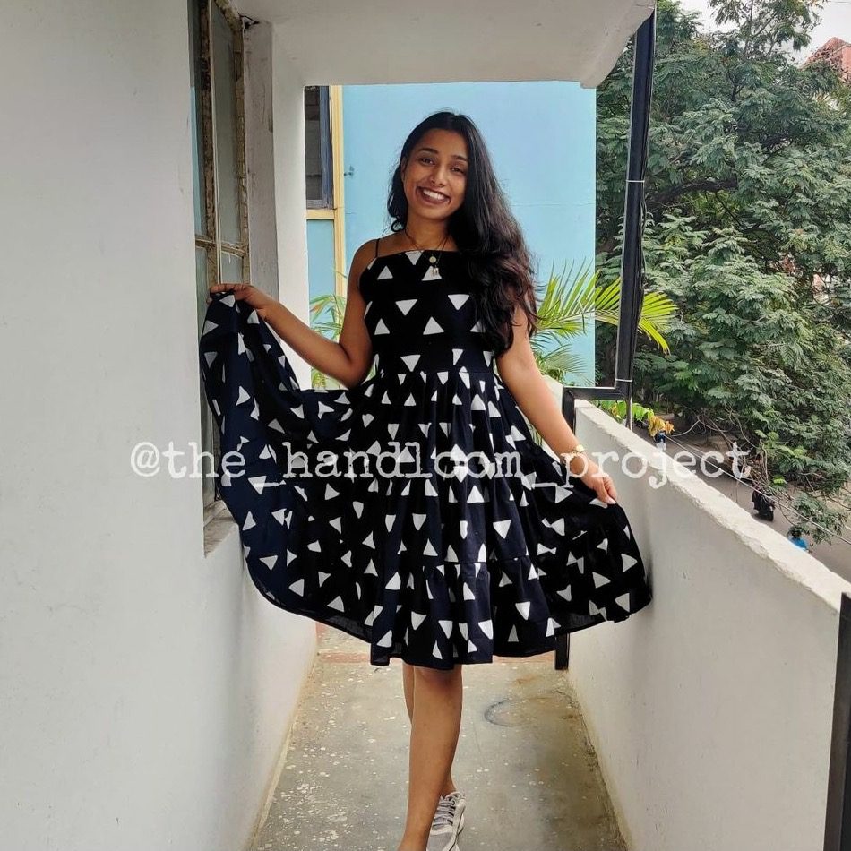 Black 3 tier cotton dress