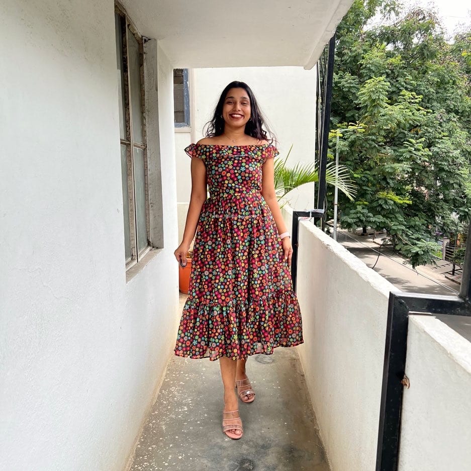 Black multi georgette dress