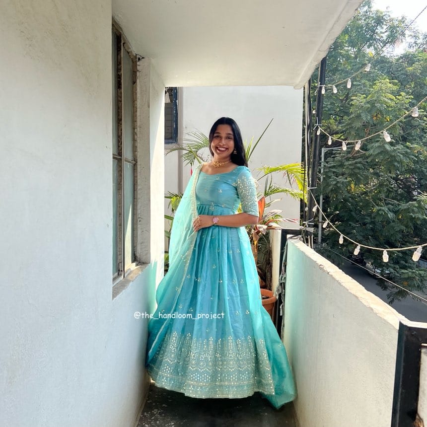 Light blue dress   gold
