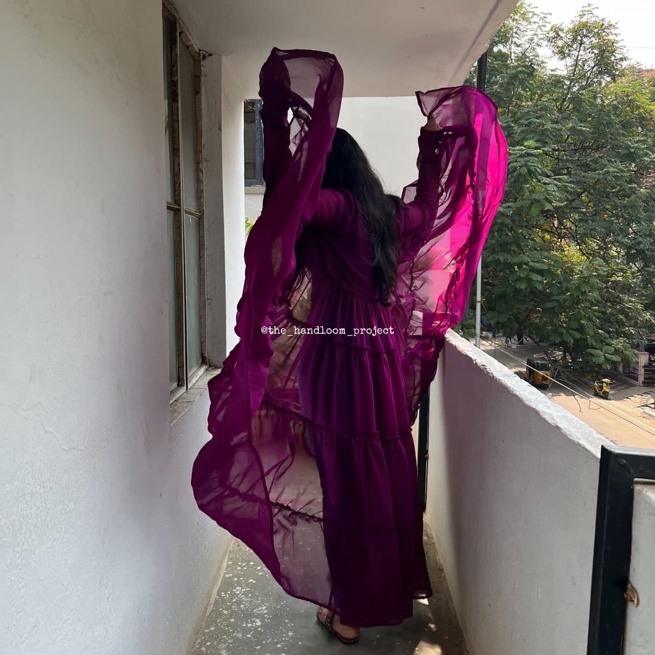 Wine 4 tier georgette coat