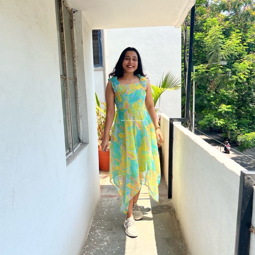 Multi georgette asymmetrical dress