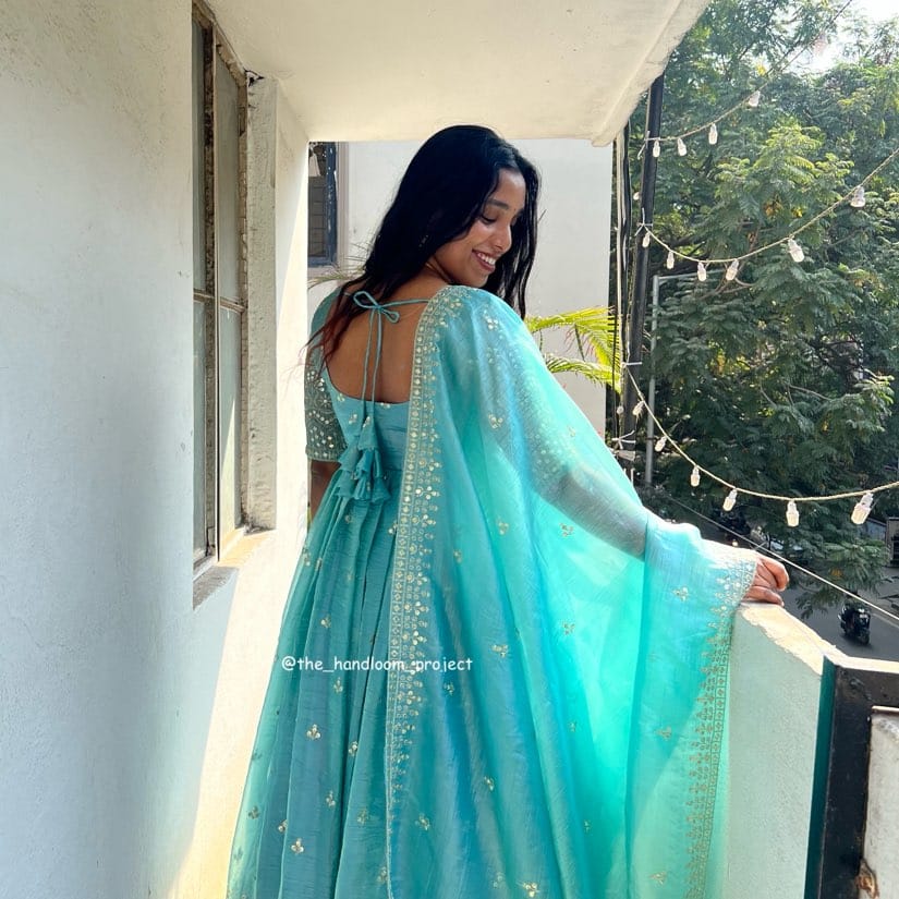 Light blue dress   gold