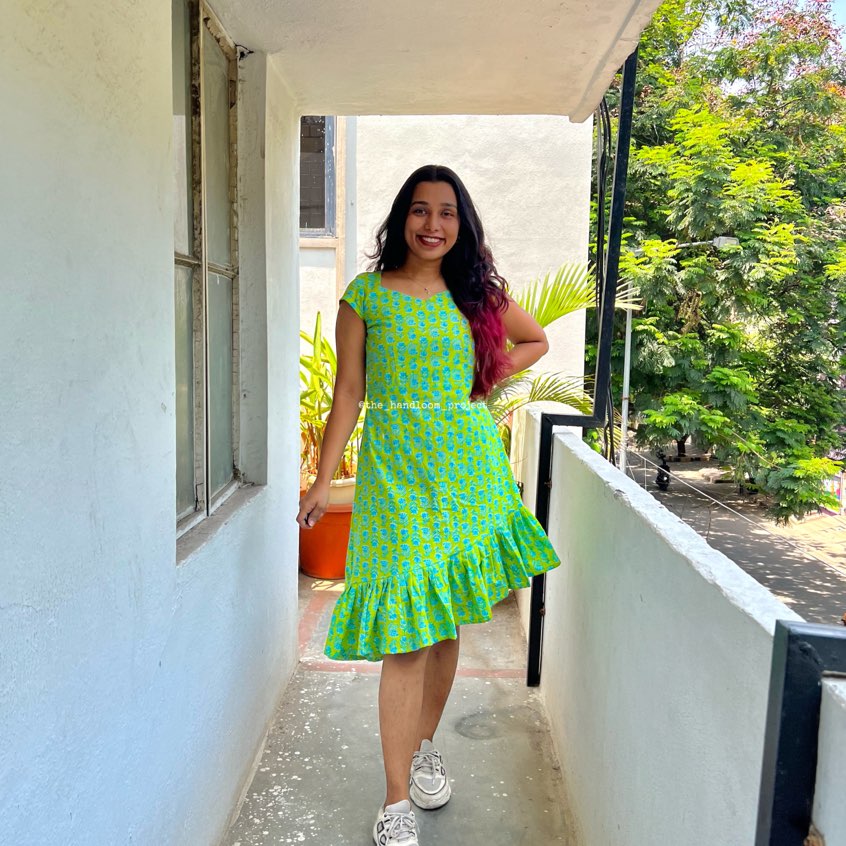 Green 1 tier cotton dress