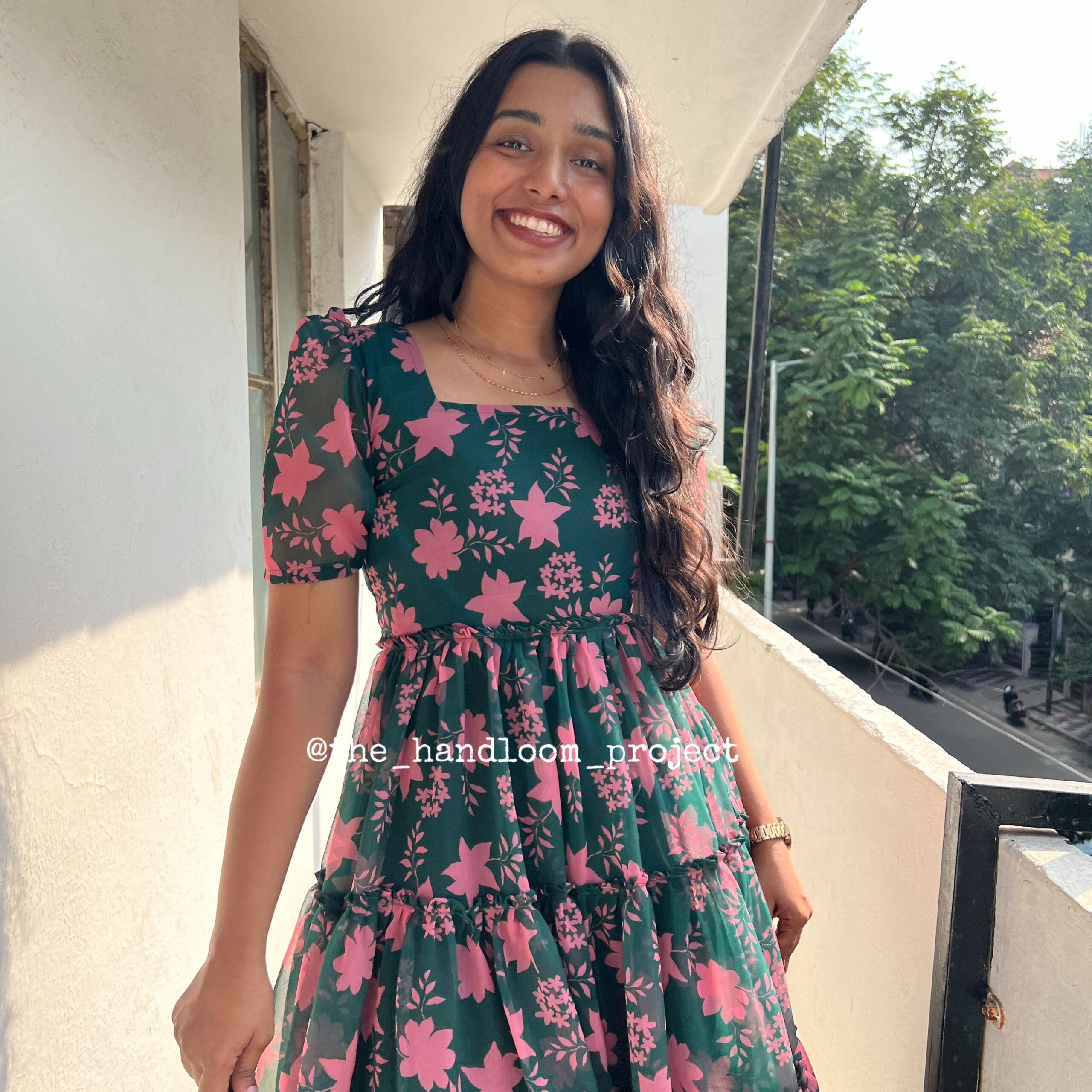 Green 3 tier georgette dress