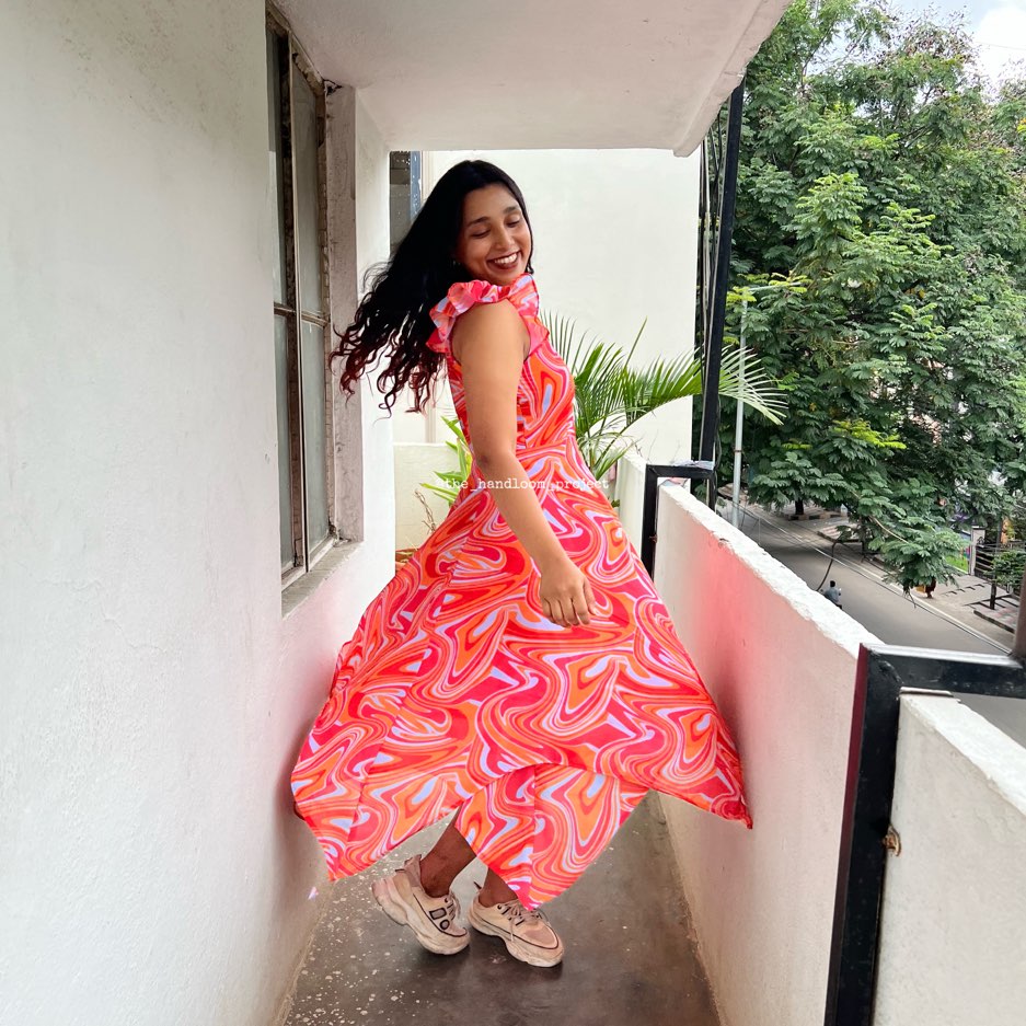 Orange 2 layer asymmetrical dress