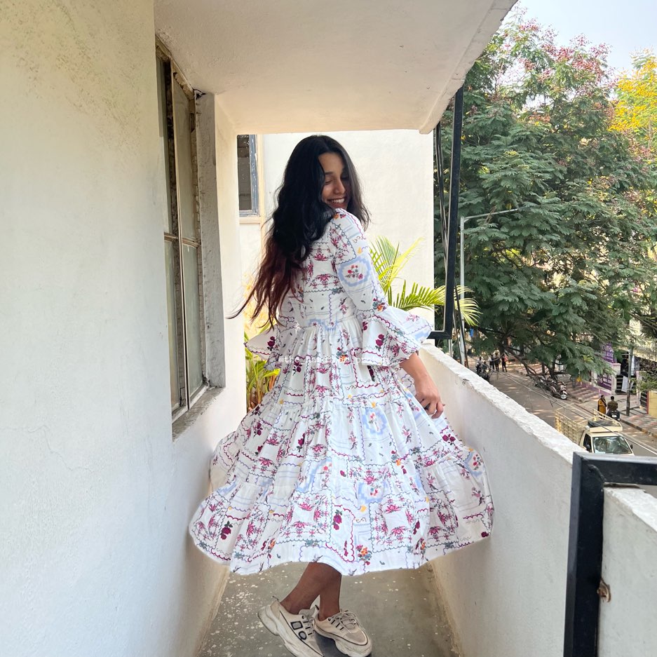 White 3 tier cotton dress