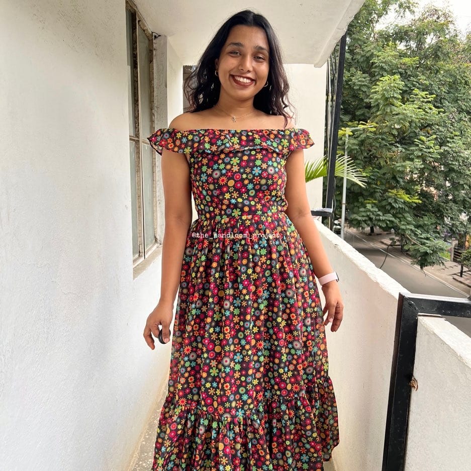 Black multi georgette dress