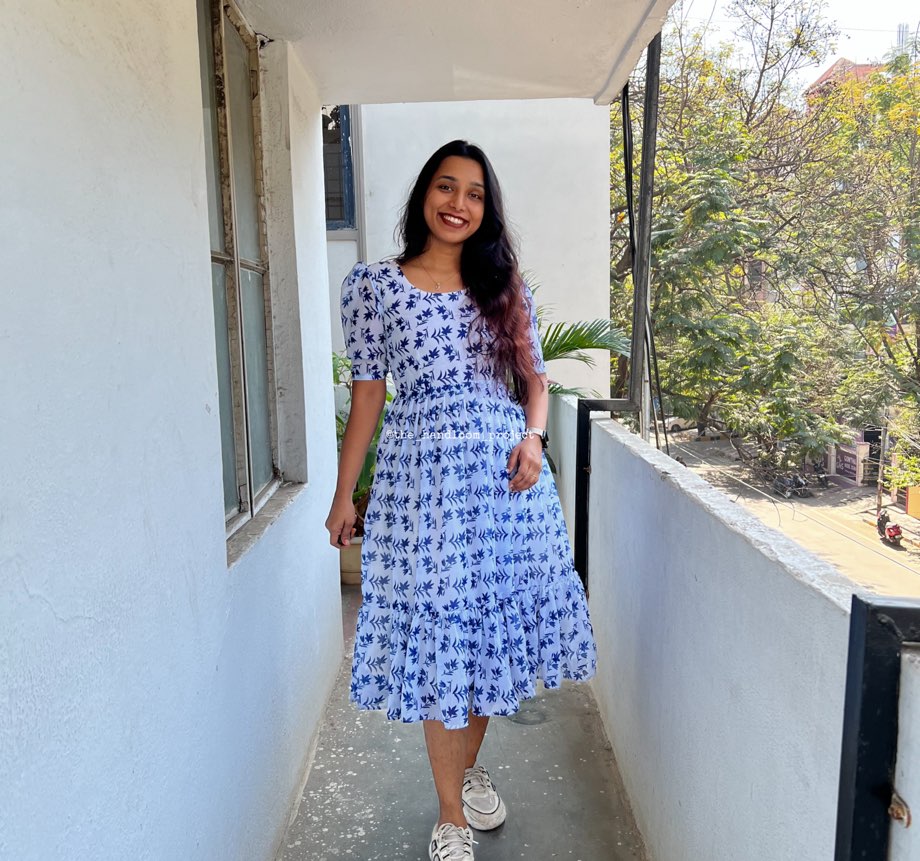 Light blue 1 tier georgette dress