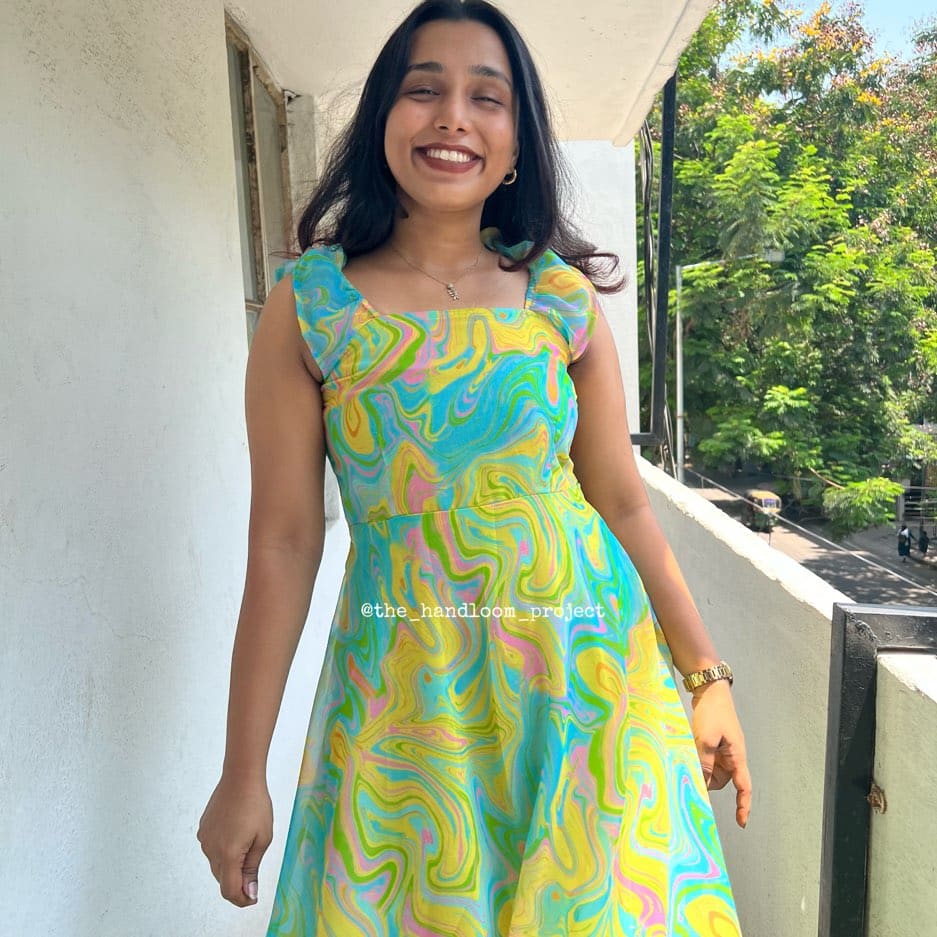 Multi georgette asymmetrical dress