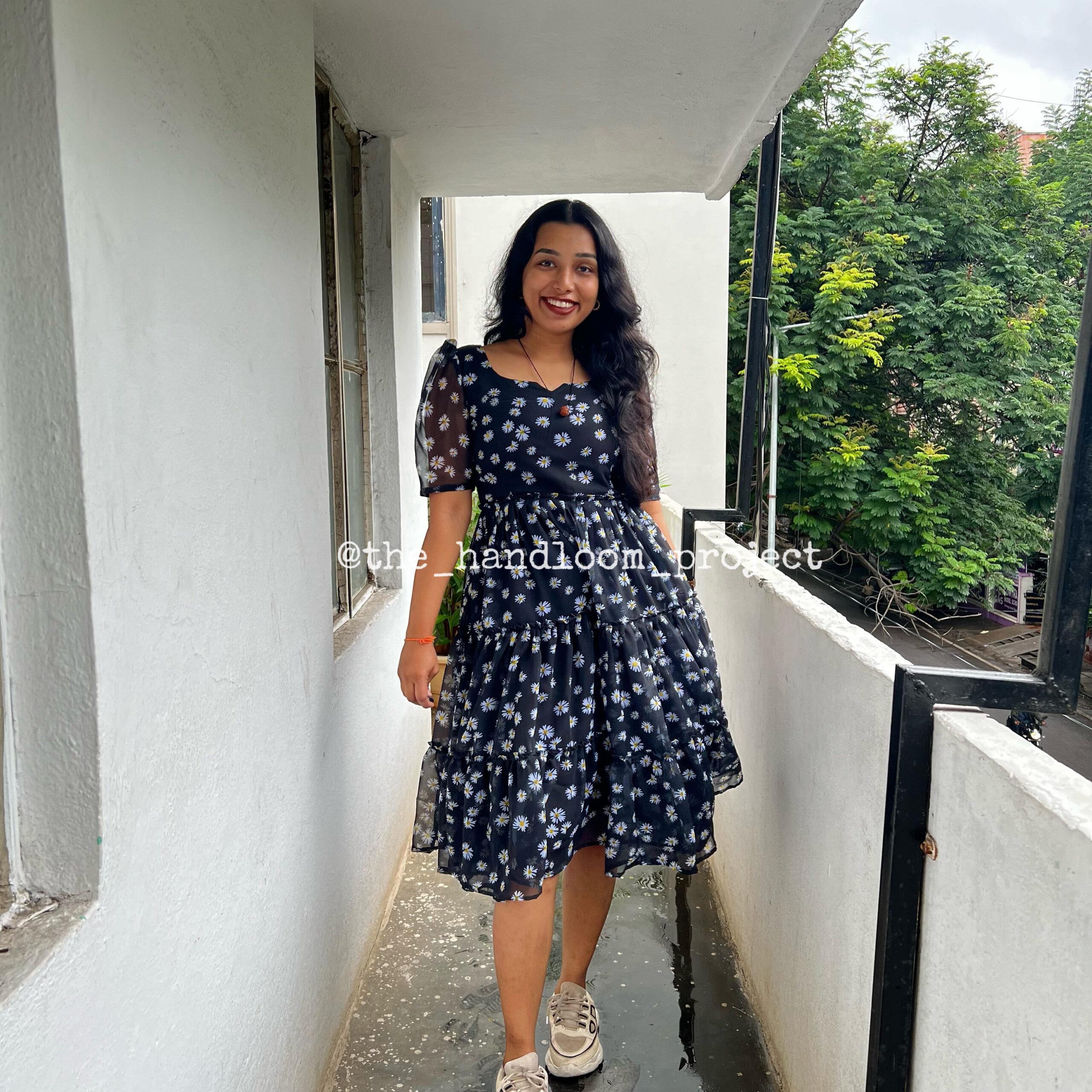 Black 3 tier georgette dress