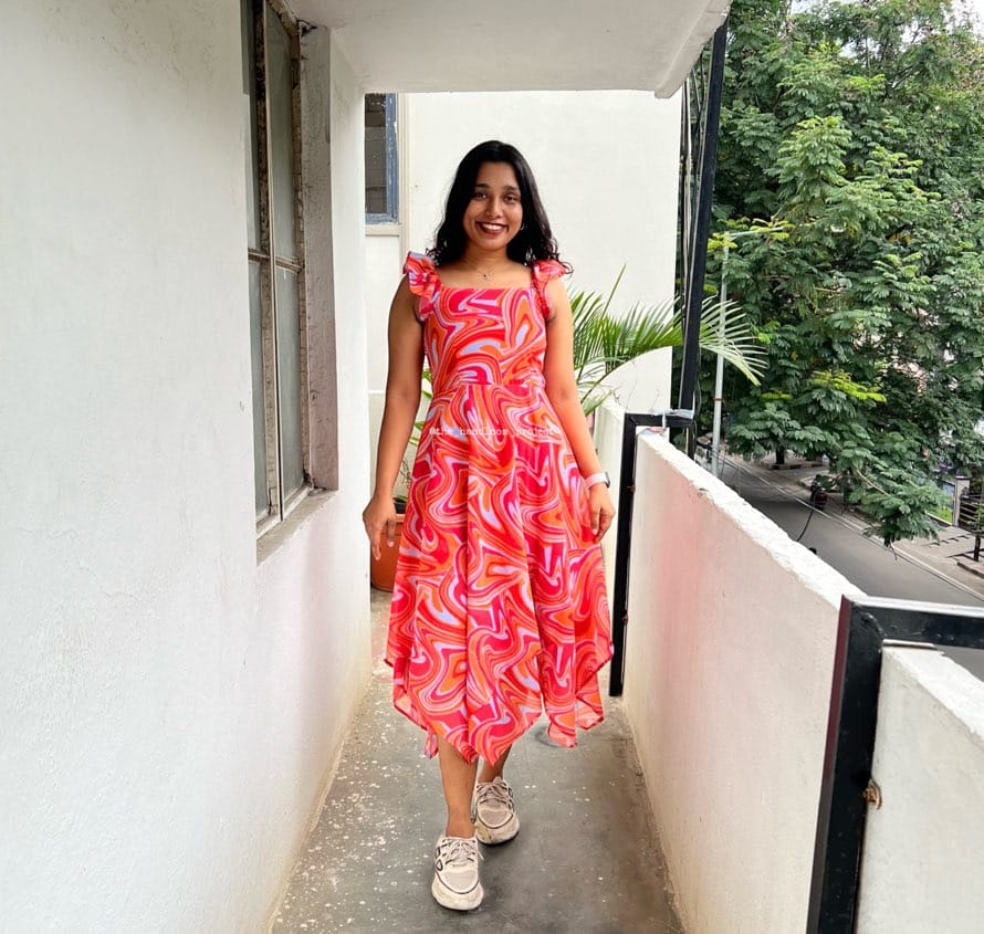 Orange 2 layer asymmetrical dress