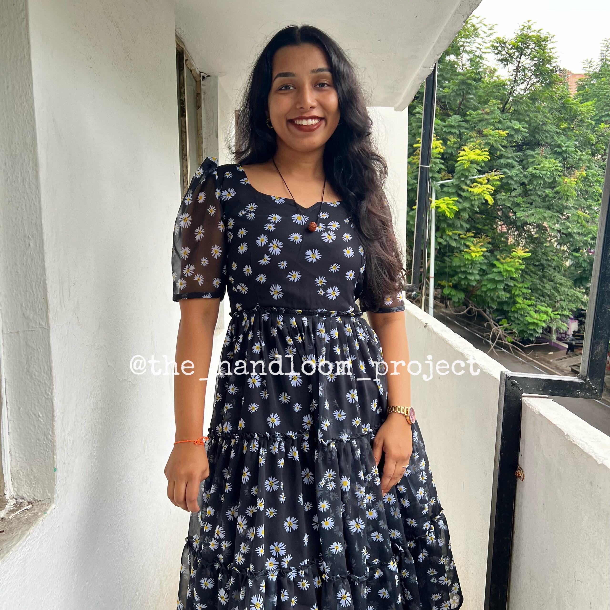 Black 3 tier georgette dress