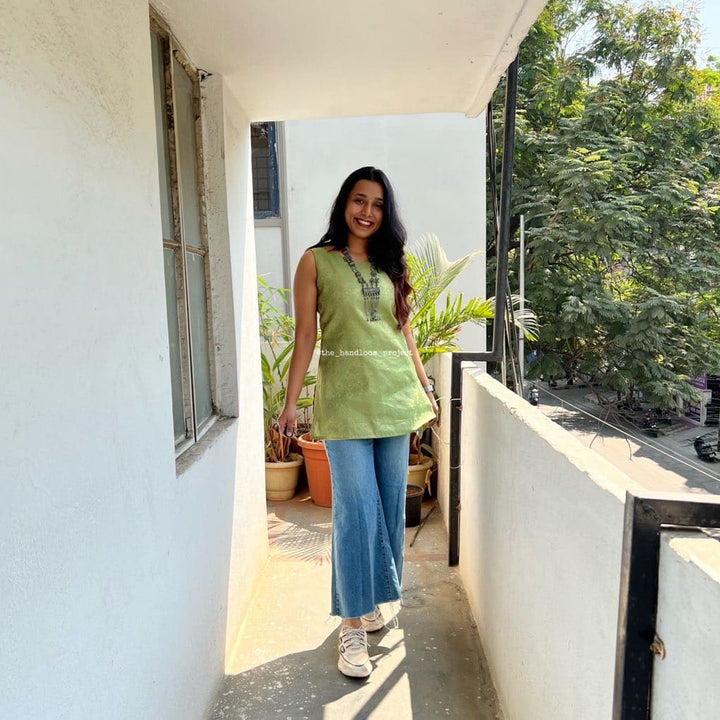 Green Brocade Kurti