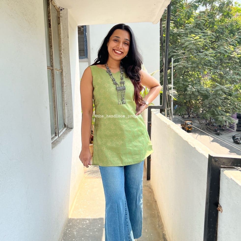 Green Brocade Kurti