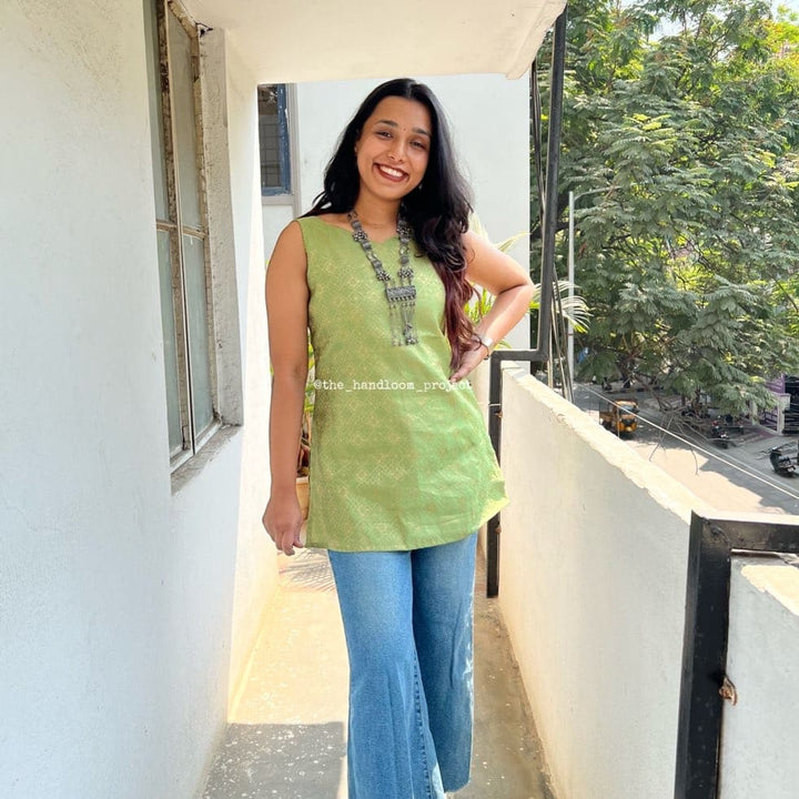 Green Brocade Kurti