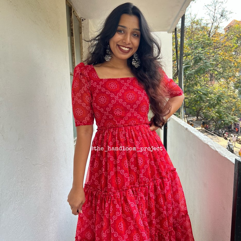 Red 3 tier georgette dress