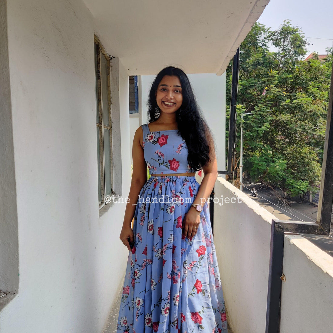 Blue georgette lehenga and blouse