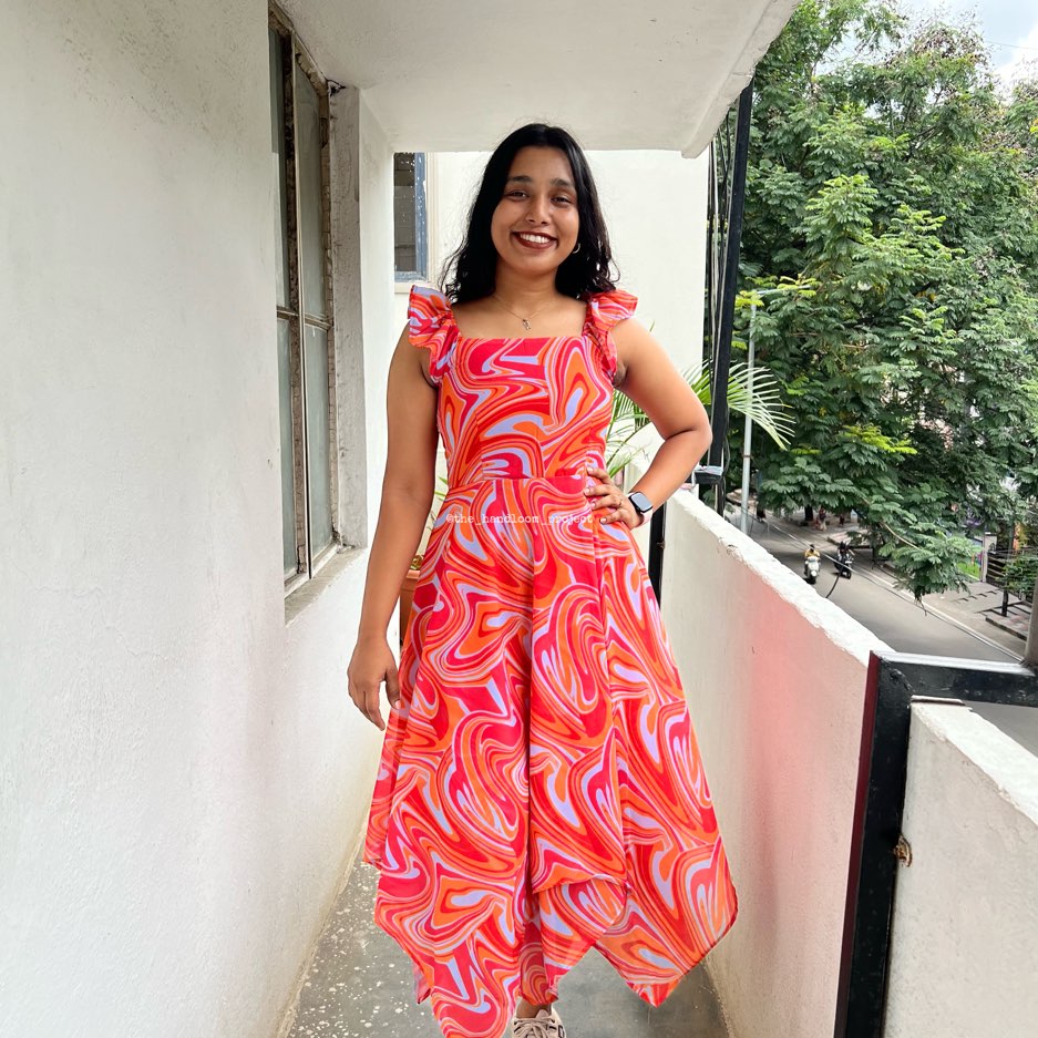 Orange 2 layer asymmetrical dress