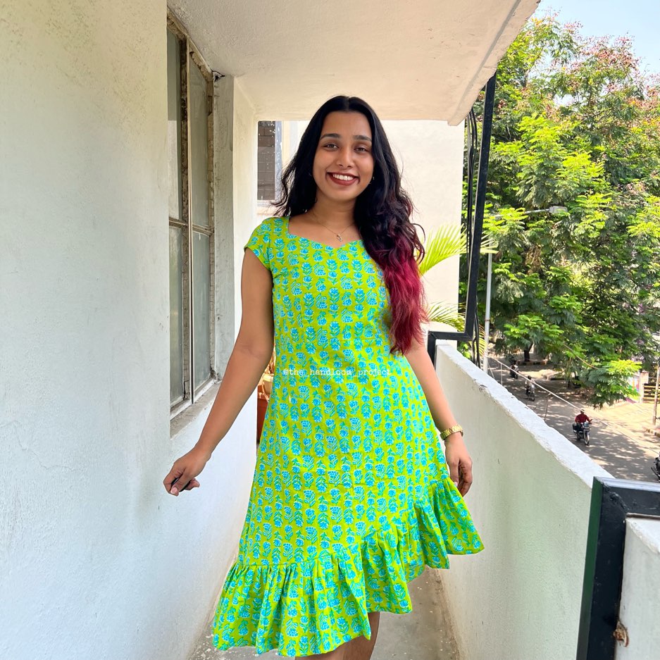 Green 1 tier cotton dress