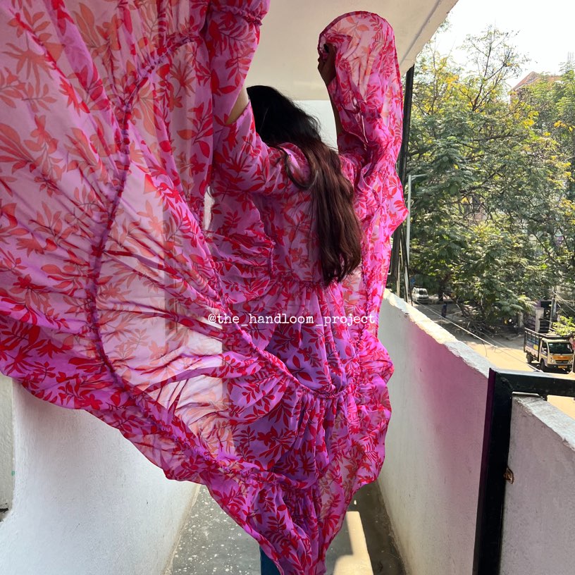 Pink 3 tier georgette coat