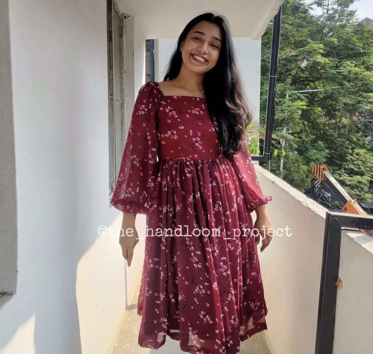 Maroon georgette dress