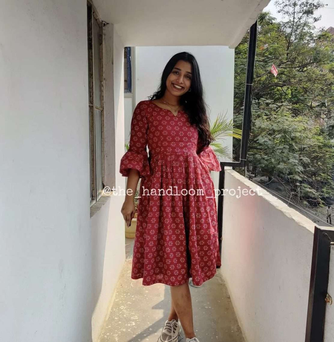 Maroon cotton dress