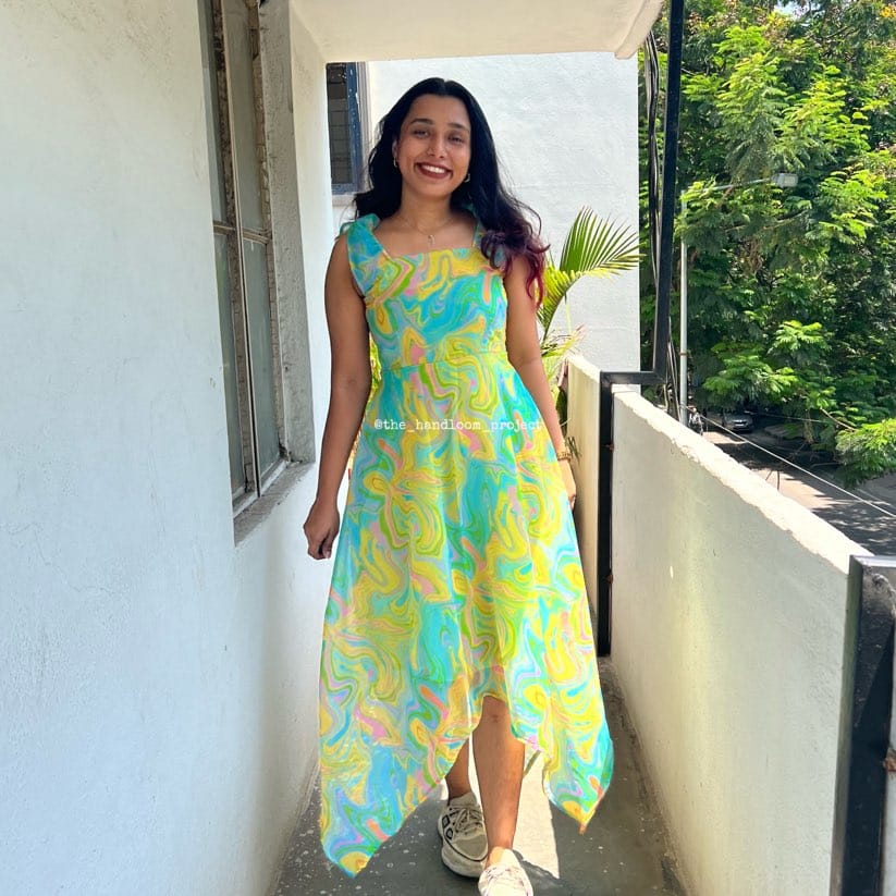 Multi georgette asymmetrical dress