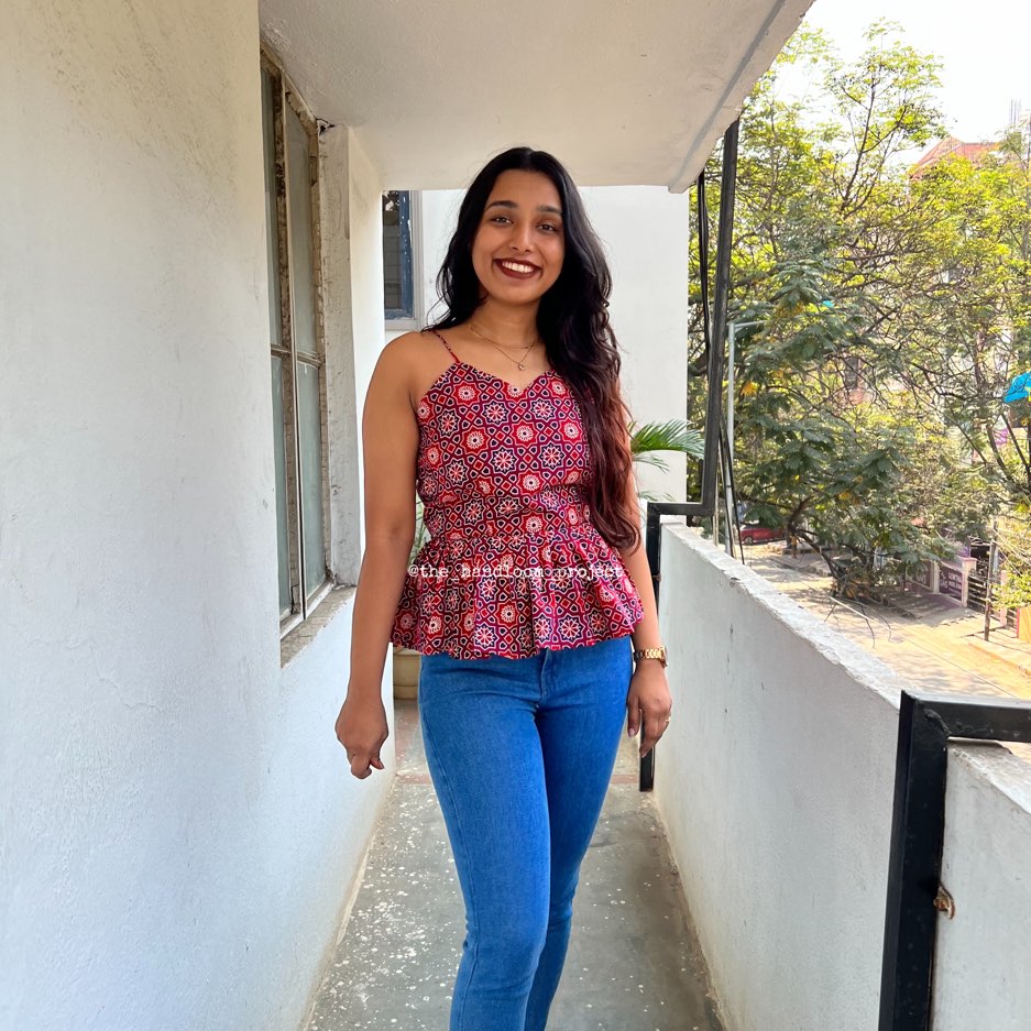 Red ajrak peplum top