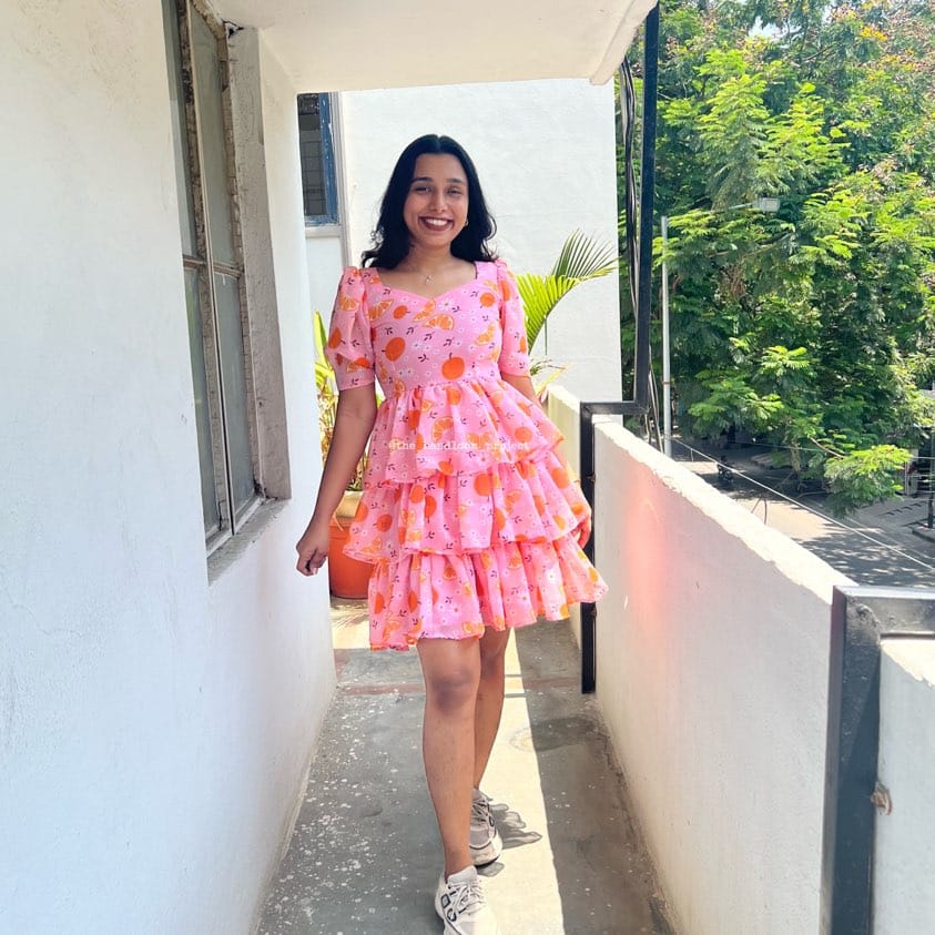 Orange tier georgette dress