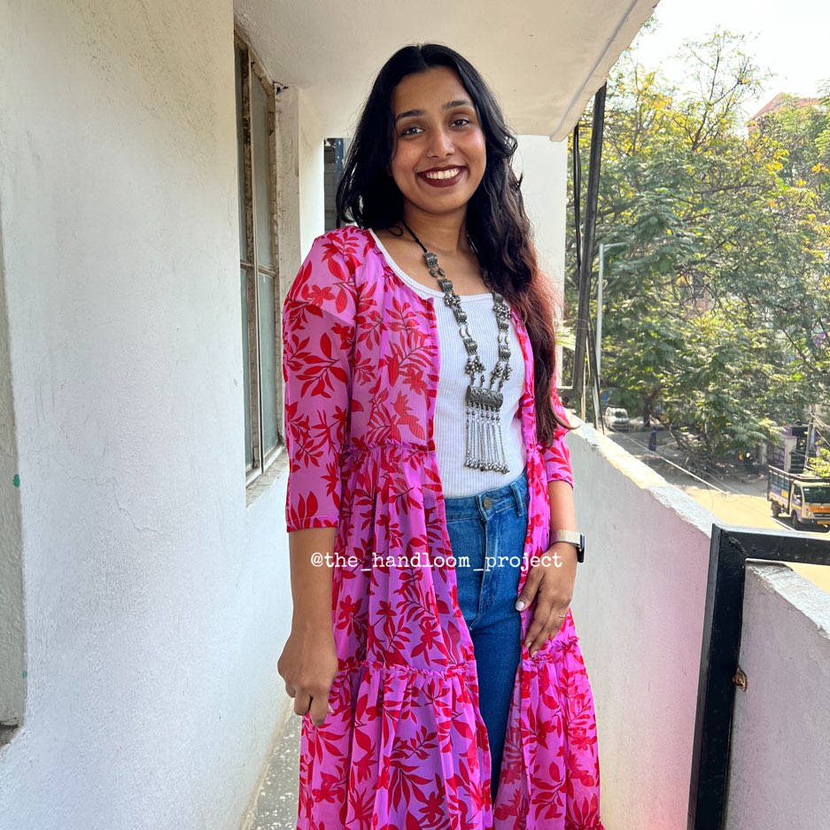 Pink 3 tier georgette coat