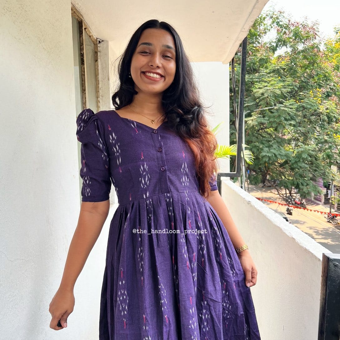 Violet ikkat buttoned dress