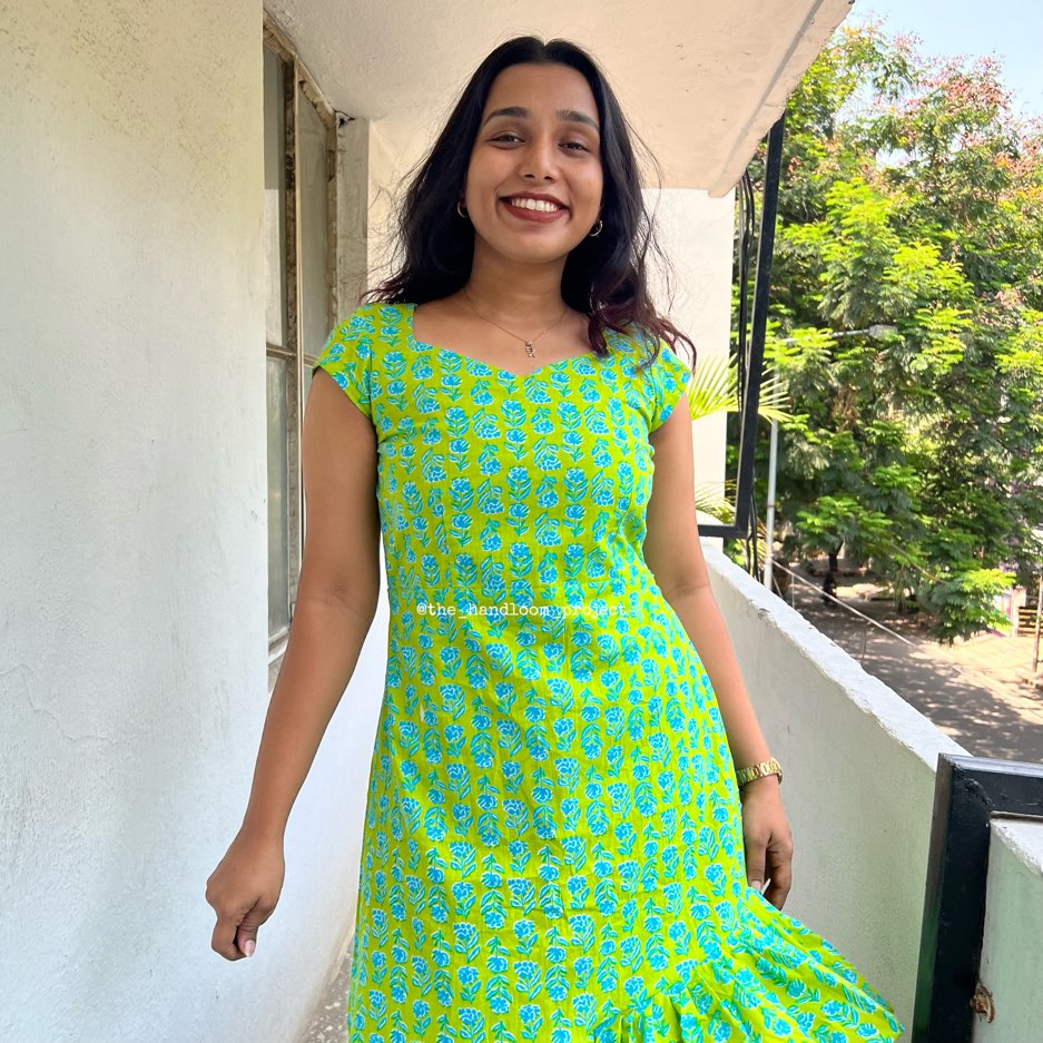 Green 1 tier cotton dress