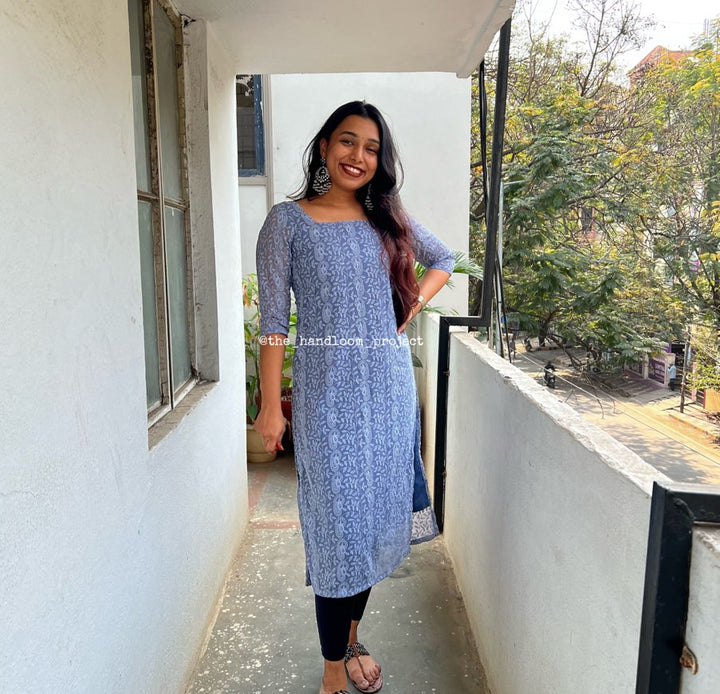 Grey Chikankaari Kurti