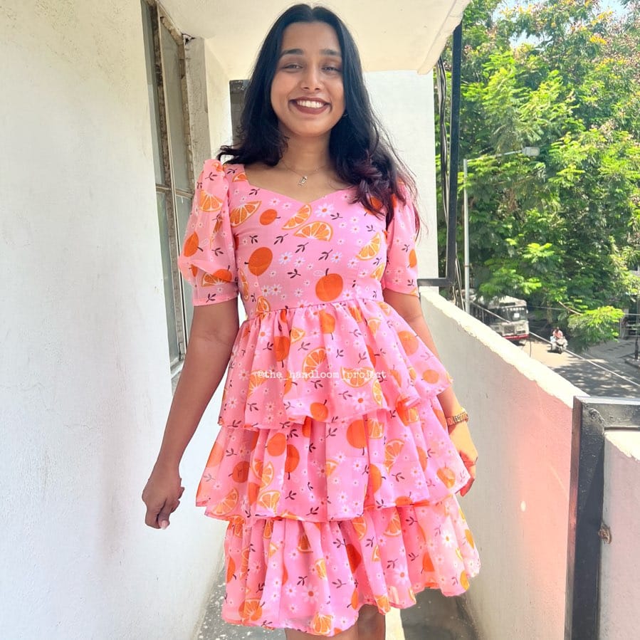 Orange tier georgette dress