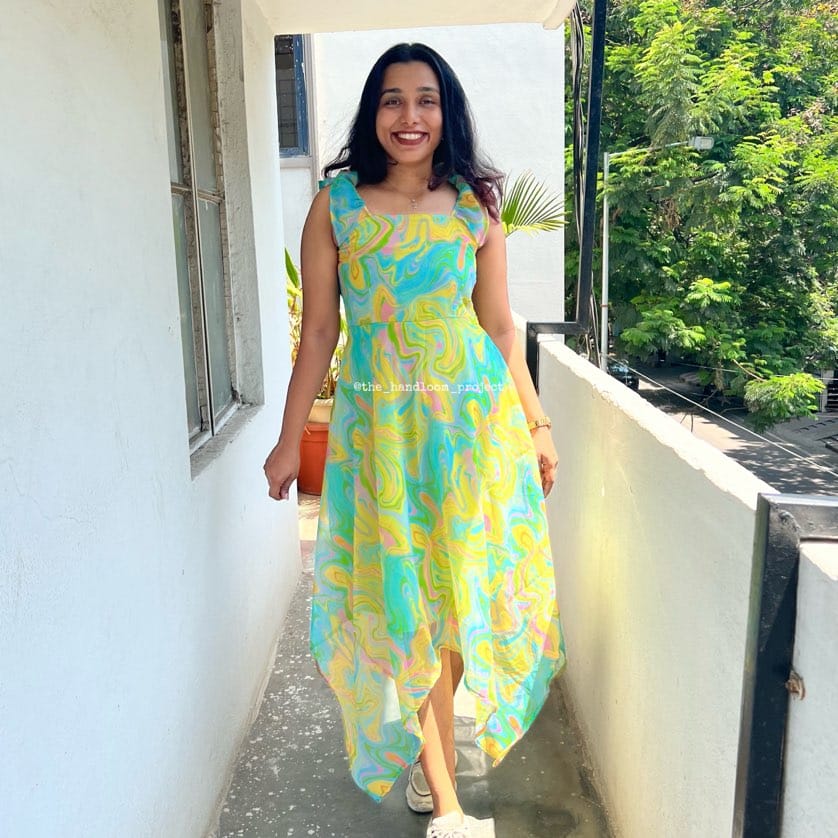 Multi georgette asymmetrical dress