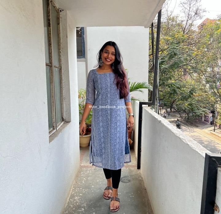 Grey Chikankaari Kurti