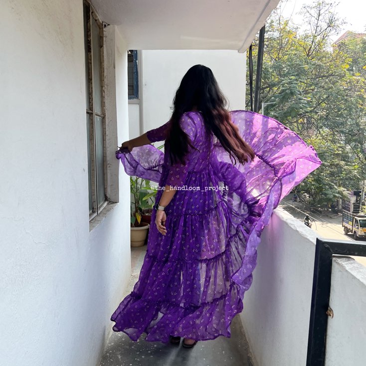 Purple 4 tier georgette coat