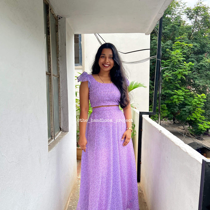 Lavender georgette lehenga and blouse