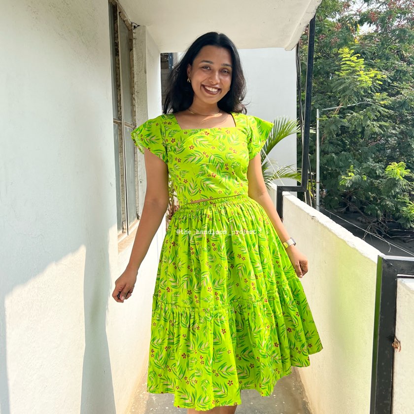 Green 2 tier cotton co-ord set