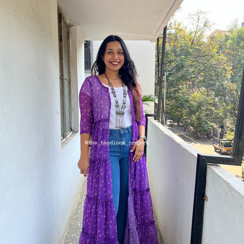 Purple 4 tier georgette coat