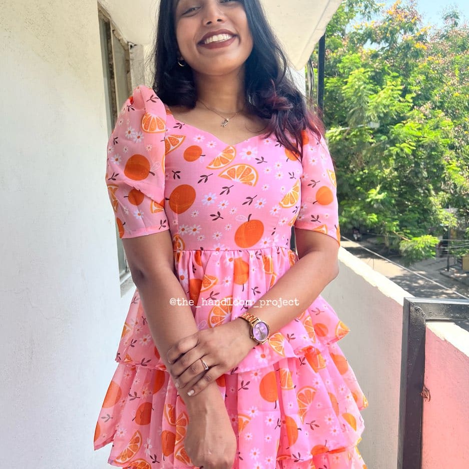 Orange tier georgette dress